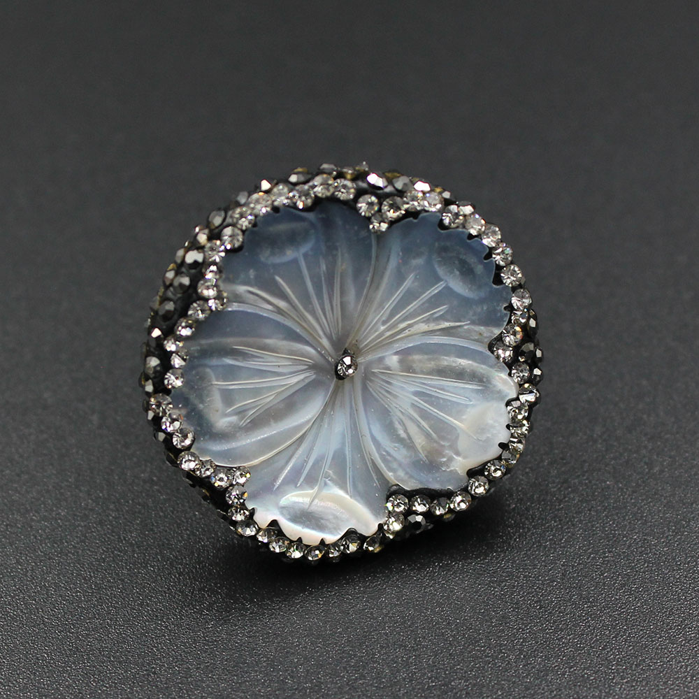 GuaiGuai Jewelry Natural White Sea Shell Carved Flower Ring Black CZ Fashion Women Jewelry Adjustable
GuaiGuai Jewelry Natural White Sea Shell Carved Flower Ring Black CZ Fashion Women Jewelry Adjustable