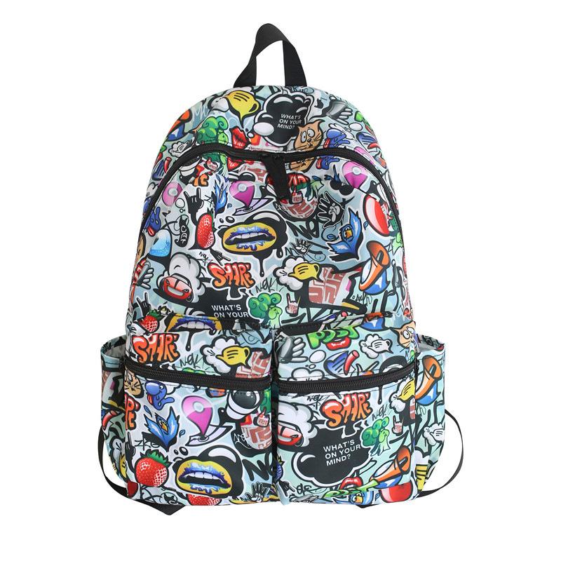 Backpack Graffiti Print For Men And Women Large-capacity School Bag Teenagers Personality Backpacks Laptop Sports Travel
