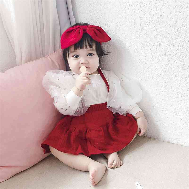Spring summer cute girls cotton suspender skirt with hair band baby all-match bodysuits jumpsuits 210708, Red
Spring summer cute girls cotton suspender skirt with hair band baby all-match bodysuits jumpsuits 210708, Red