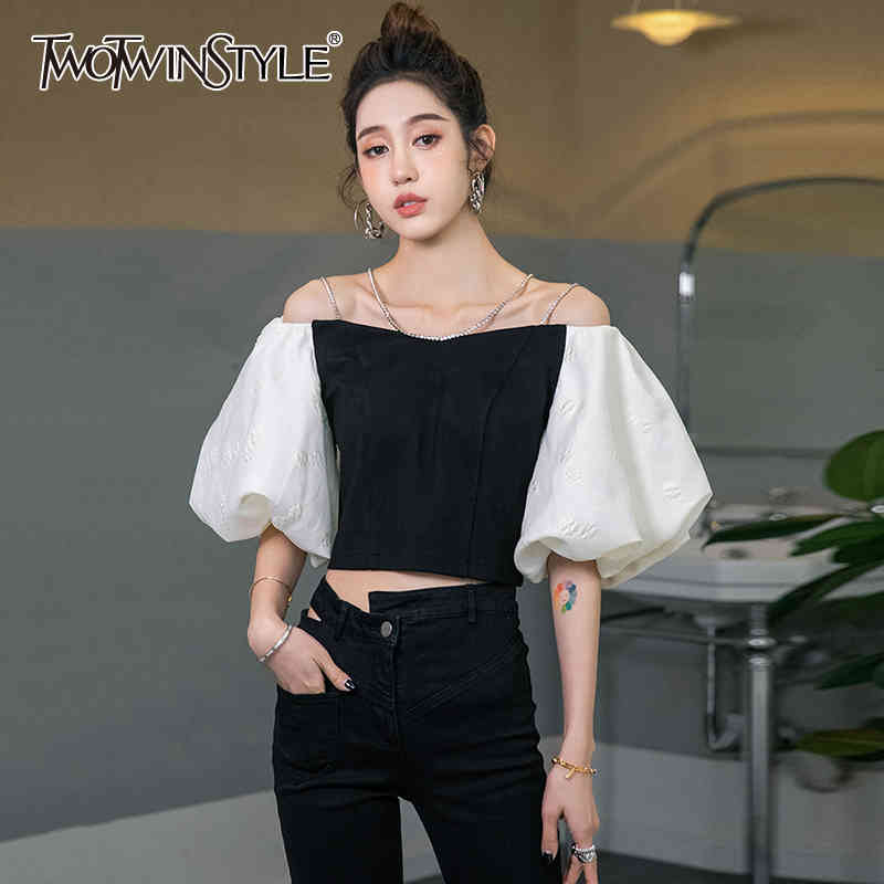 Casual Hit Color Shirt For Women Square Collar Puff Short Sleeve Patchwork Diamonds Slim Blouses Female Summer 210524, Aspictute
Casual Hit Color Shirt For Women Square Collar Puff Short Sleeve Patchwork Diamonds Slim Blouses Female Summer 210524, Aspictute