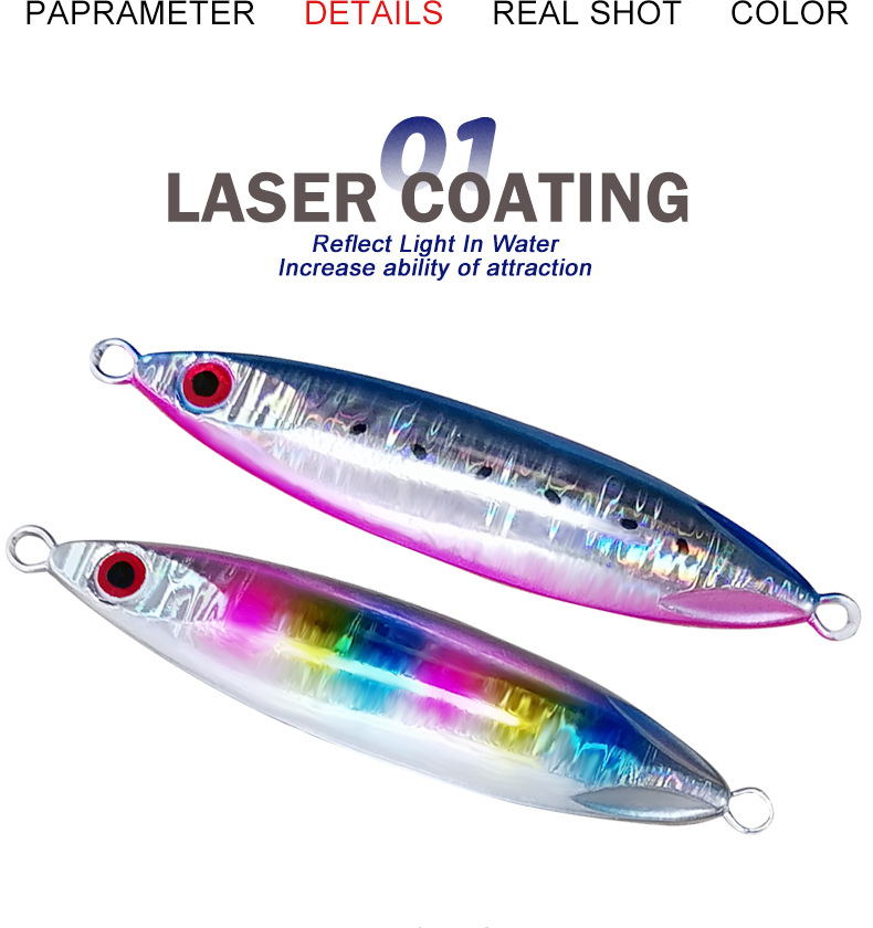 80g 100g 120g 150g Slow Flat Fall Lead Vertical Jig Lure Saltwater Artificial Fishing Lures Jigging for Tuna Kingfish Bass Salmon