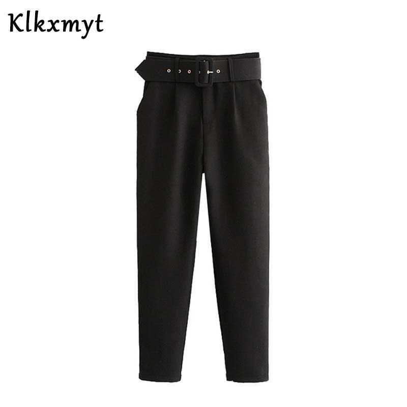 Elegant Office Wear Purple Pant Women with Belt Sashes Pockets High Waist Suit Pants Fashion Female Casual Chic Trousers 210527