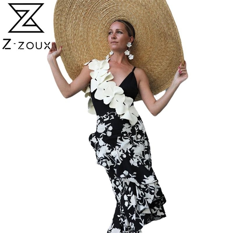 Women Dress Deep V Neck Spaghetti Strap Bohemia es Sexy Long Print Floral Maxi Fashion Summer es 210513