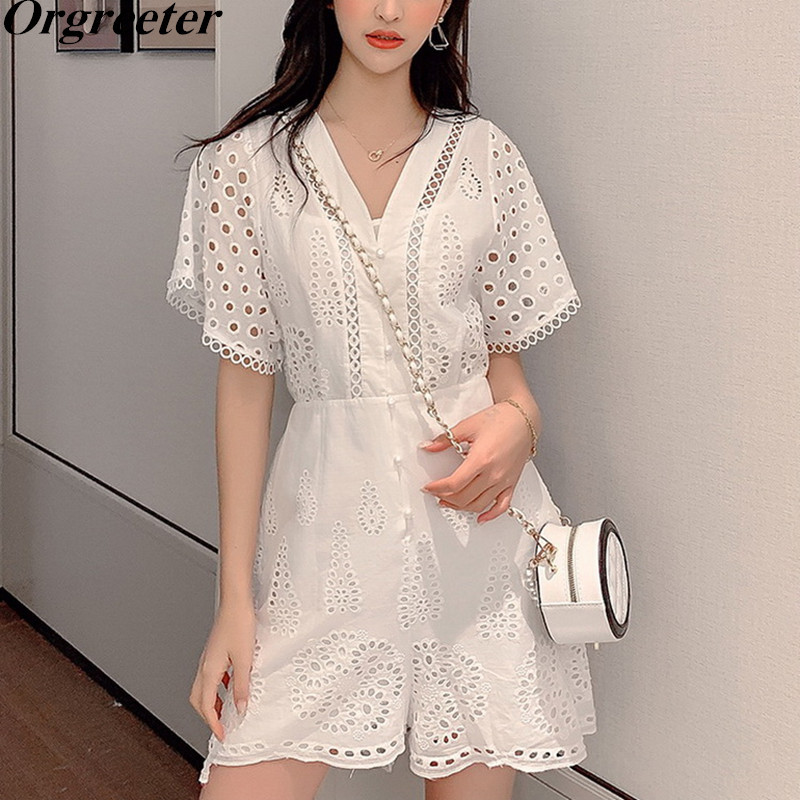 Cotton Rompers Hollow Out Jumpsuit Embroidery White Lace Women Playsuits Elegant Wide Leg Short/Long Ladies overalls 210525
Cotton Rompers Hollow Out Jumpsuit Embroidery White Lace Women Playsuits Elegant Wide Leg Short/Long Ladies overalls 210525
