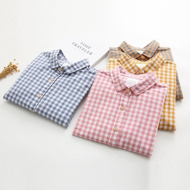 Summer Turn Down Callar Shirt Casual Top's Long Sleeve Plaid Blouse Clothing 210601, Pink
Summer Turn Down Callar Shirt Casual Top's Long Sleeve Plaid Blouse Clothing 210601, Pink