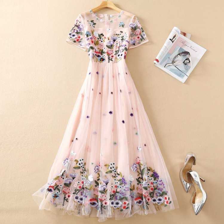 Women Vintage Sweet Embroidery Mesh Dress Summer Elegant Short Sleeve High Waist Slim Casual Femme Vestidos 210526, Photo color
Women Vintage Sweet Embroidery Mesh Dress Summer Elegant Short Sleeve High Waist Slim Casual Femme Vestidos 210526, Photo color