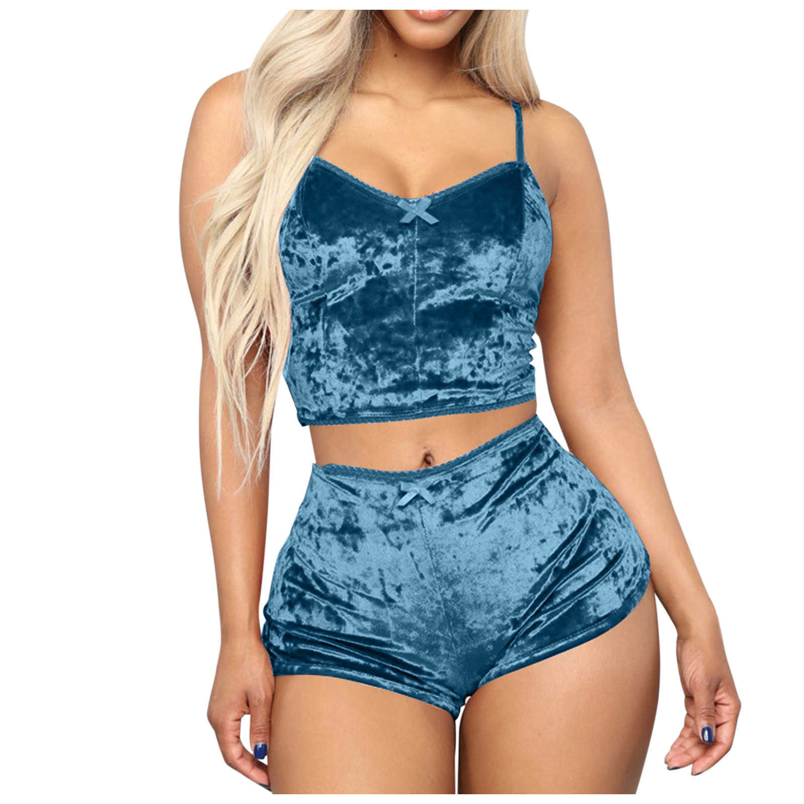 Women Sexy Plus Size Velvet 2 Pieces Romper Outfit Sleeveless Crop Top Camisole + Shorts Two Piece set Lingerie for Women A20 Q0706, Sb
Women Sexy Plus Size Velvet 2 Pieces Romper Outfit Sleeveless Crop Top Camisole + Shorts Two Piece set Lingerie for Women A20 Q0706, Sb