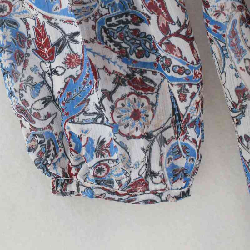 Women Paisley Printing V-Neck Ruffle Long Sleeve Mini Dress Casual Femme Loose Clothes Vestido D6606 210430Z