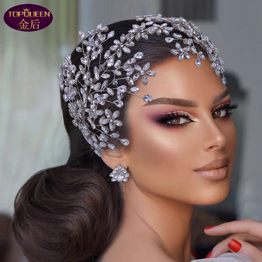 Handmade Press Diamond Bridal Tiara Baroque Beautiful Crown Bride Ladies Jewelry Diamond Crowns Bride Wedding Crown Accessories European Retro Palace 
