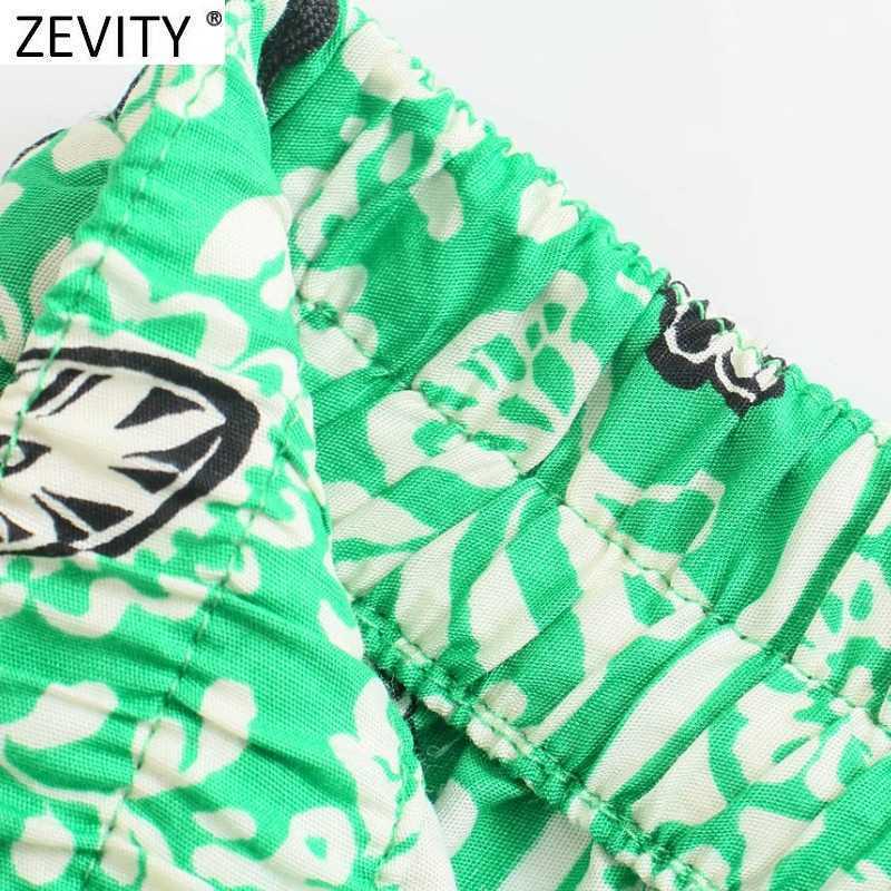 Zevity Women Vintage Position Flower Print Casual Bermuda Shorts Female Chic Elastic Waist Bow Pantalone Cortos P1140 210625