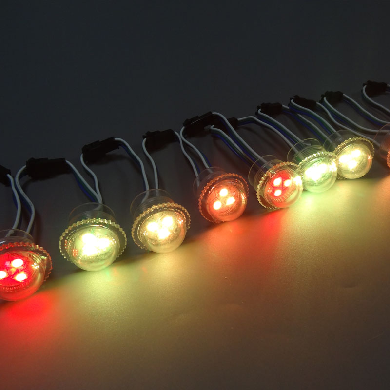 50pcs/lot DC12V WS2811 26mm diameter transparent cover LED Module Exposed Point Light 3 leds 5050 SMD RGB Chips 3led pixel waterproof IP68 free ship 2
