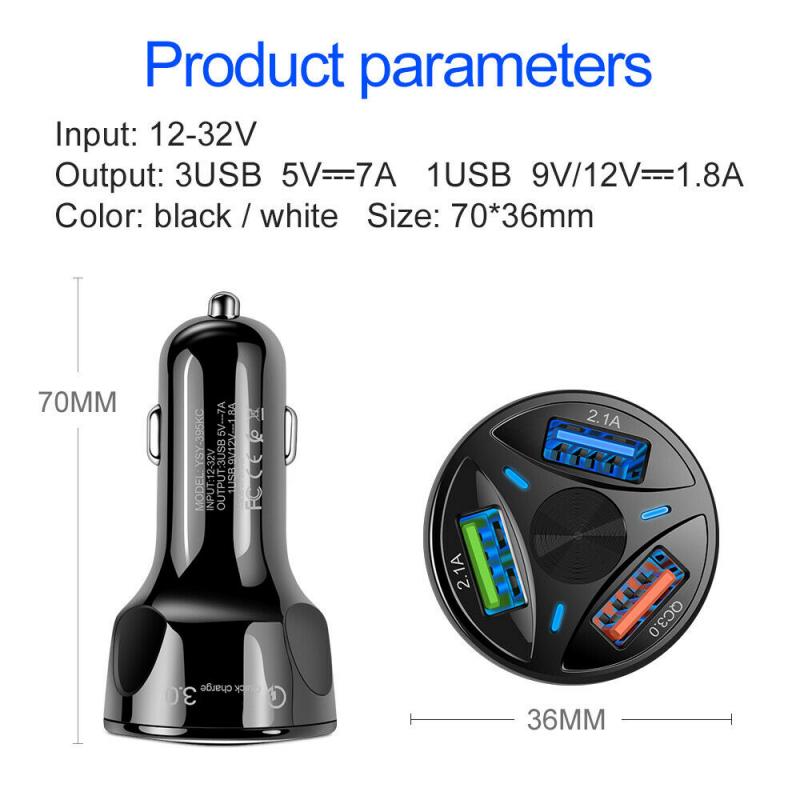 3 USB Car Charger Splitter Adapter for Mobile Phone DVR GPS MP3 Charg 12V-24V Charger Auto QC 3.0 Quick Charge TSLM1