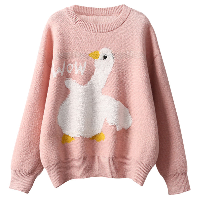 Nomikuma Pull Femme Korean Cartoon Jacquard Knitted Sweater Autumn Winter Causal Long Sleeve Women Knitted Tops 6C932 210427