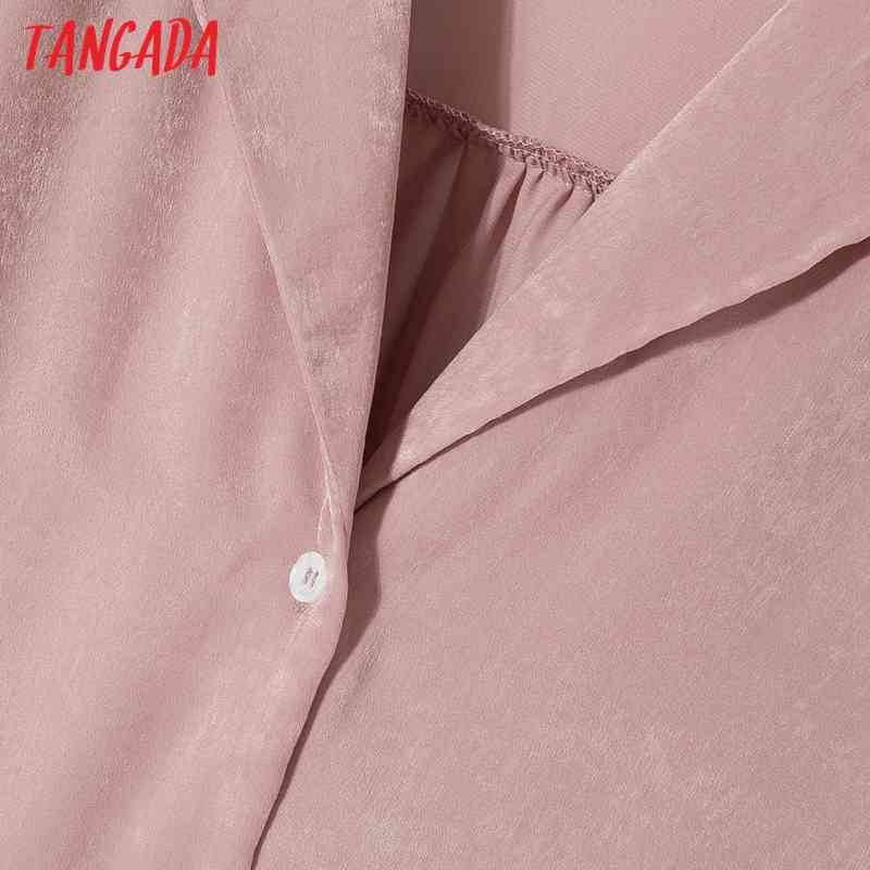 Women Pink Crop Long Sleeve Chic Female Casual Loose Shirt QJ124 210416