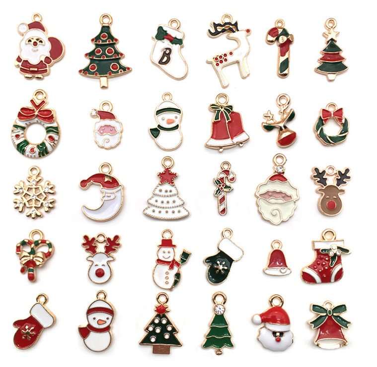 The latest model 1 pack = 30 pcs, g alloy pendant, Christmas tree alarm, hair accessory, bracelet, diy jew Free shipping