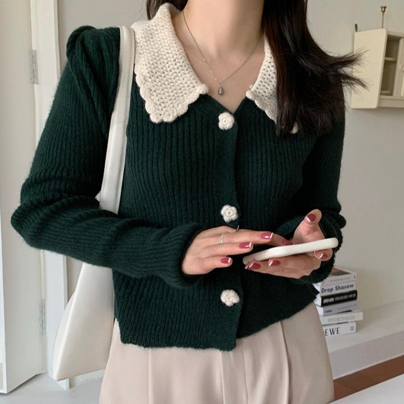 Women's Knits & Tees Pull Femme Autumn Retro Single-breasted Contrast Crochet Lapel Cardigan Long Sleeve Doll Sweater Knitted Shirt Coat Swe, White
Women's Knits & Tees Pull Femme Autumn Retro Single-breasted Contrast Crochet Lapel Cardigan Long Sleeve Doll Sweater Knitted Shirt Coat Swe, White