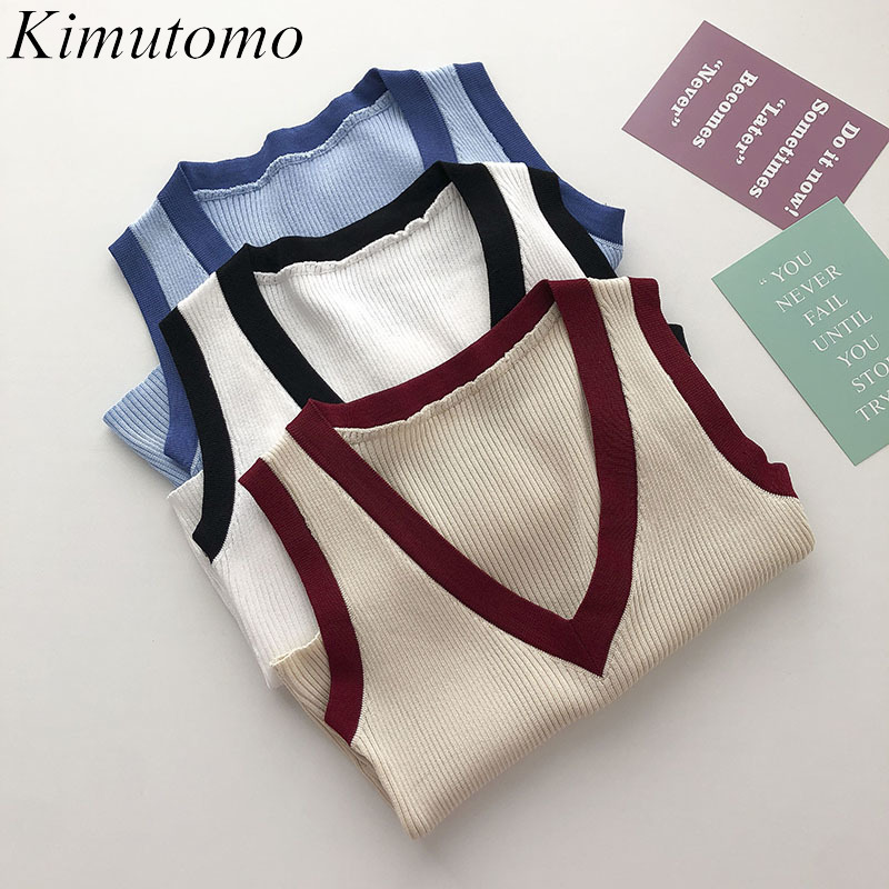 Kimutomo V-neck Solid Knitted Vest Spring Women's Korean Fashion Female Color Matching Sleeveless Top Slim Short Vest 210521, Red
Kimutomo V-neck Solid Knitted Vest Spring Women's Korean Fashion Female Color Matching Sleeveless Top Slim Short Vest 210521, Red