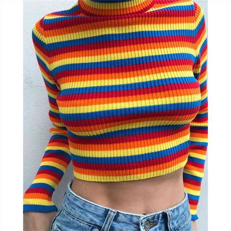 Autumn Winter Rainbow Stripes Pullovers Long Sleeve Sweater Fashion Slim Sexy Womens Turtlenecks Sweaters Knitwear Print 210519, Multi
Autumn Winter Rainbow Stripes Pullovers Long Sleeve Sweater Fashion Slim Sexy Womens Turtlenecks Sweaters Knitwear Print 210519, Multi