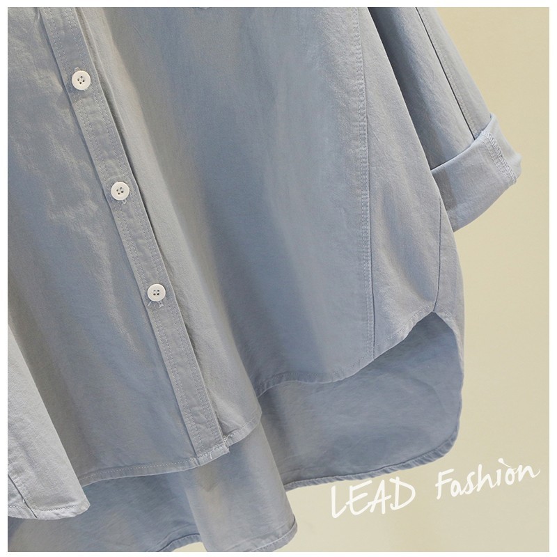 Spring Pocket Solid Long Sleeve Shirt Women Plus Size Loose Cotton Bottoming Blouse Cardigan Ladies Tops 8891 50 210508