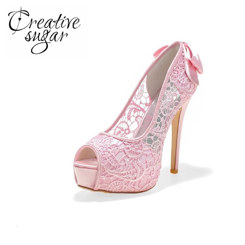 Creativesugar Sexy See Through Lace Perspective High Heel Platform Open Toe Shoes Summer Bow Pumps Pink Black White Ivory Dress
Creativesugar Sexy See Through Lace Perspective High Heel Platform Open Toe Shoes Summer Bow Pumps Pink Black White Ivory Dress