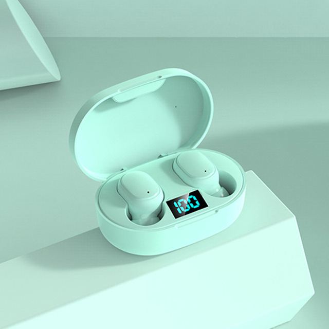 Multi Color E6S TWS Earphones Bluetooth V5.0 HiFi Sound Headsets Auto Pairing with LED Digital Display Sports Fitness Earbuds Daily Waterproof