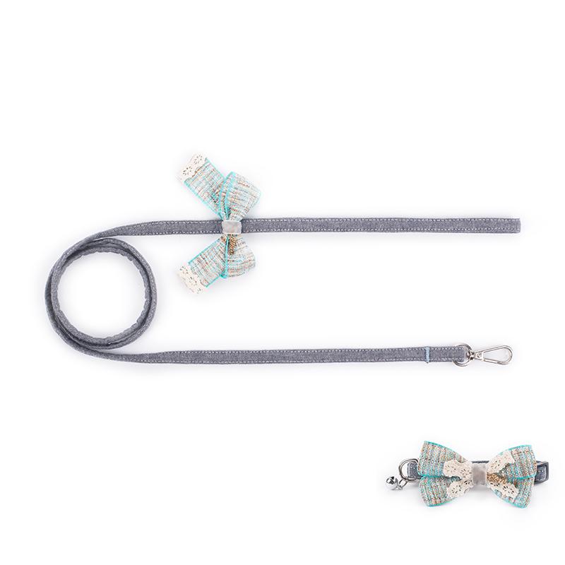 Dog Collars & Leashes CoolPaw Collar Leash Classic Grid Flower Decoration Bow Tie With Bell Puppy Dogs Cats