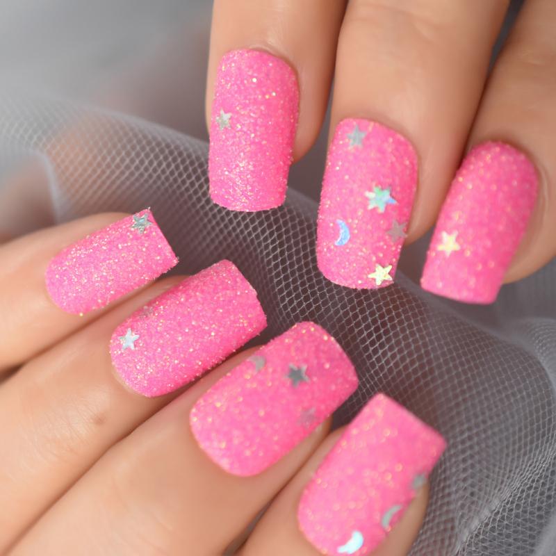 False Nails Glitter Nail Art Starts Moon Decorated Pink Fake Medium Press On Square Head, L5447
False Nails Glitter Nail Art Starts Moon Decorated Pink Fake Medium Press On Square Head, L5447