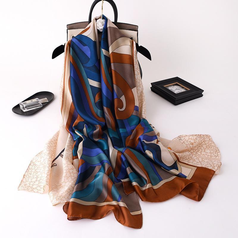 Spring Silk Scarf For Women Bandana Hijab Shawls And Wrap Luxury Female Designer Summer Beach Stole Neck Scarves, Blue;gray
Spring Silk Scarf For Women Bandana Hijab Shawls And Wrap Luxury Female Designer Summer Beach Stole Neck Scarves, Blue;gray