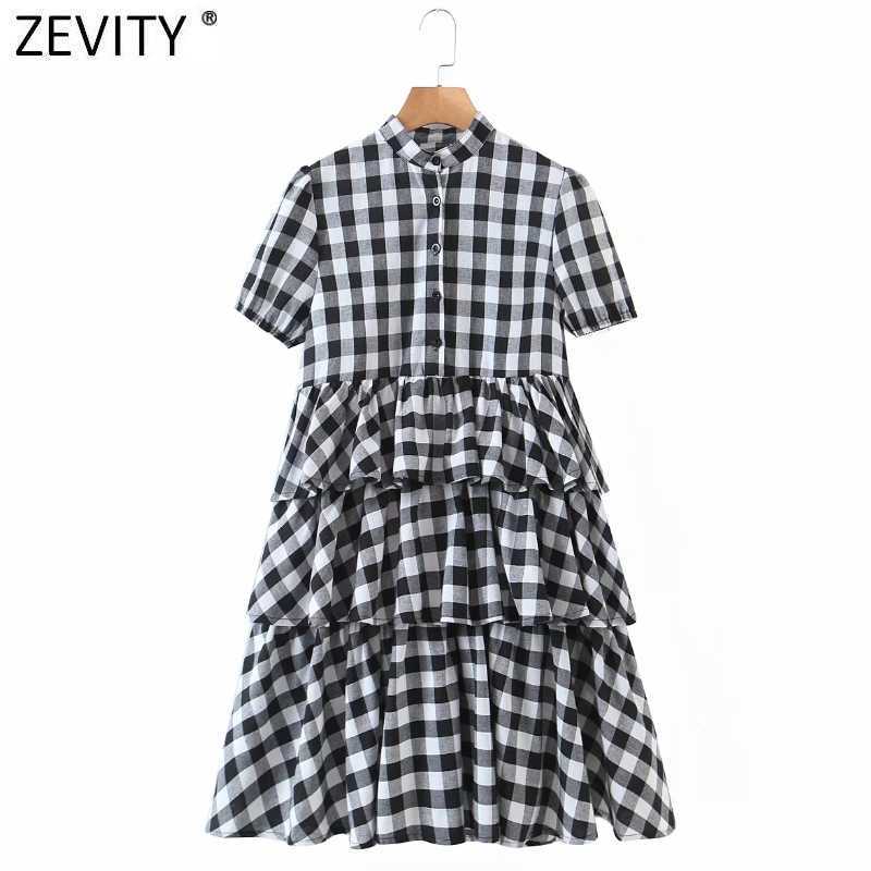 Zevity Women Fashion Stand Collar Plaid Print Cascading Ruffle Cake Dress Female Chic Puff Sleeve Casual Vestido DS5050 210603, As pic ds5050xqw
Zevity Women Fashion Stand Collar Plaid Print Cascading Ruffle Cake Dress Female Chic Puff Sleeve Casual Vestido DS5050 210603, As pic ds5050xqw
