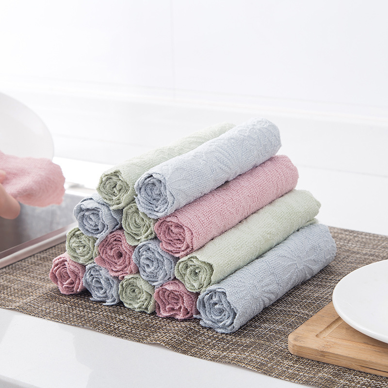 1Pcs Cleaning Towel Anti-grease Super Absorbent Home Washing Dish Wiping Rags 3Colors Microfiber Kitchen Supplies