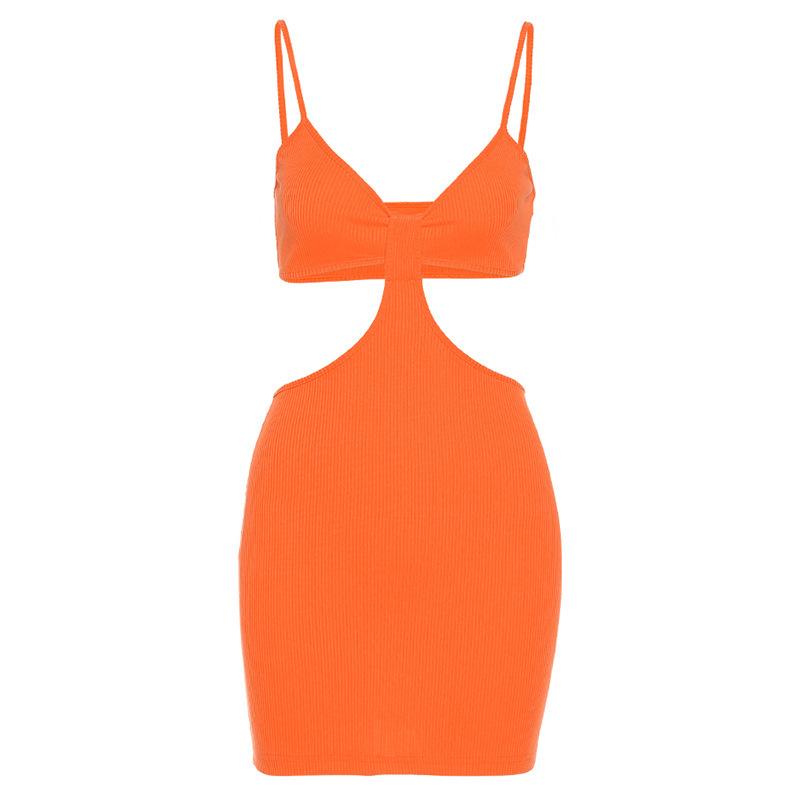 Wind 2021 Summer Women's Fashion Candy Color Suspender Hollow Sexy Show Backpack Hip Dress Two Piece