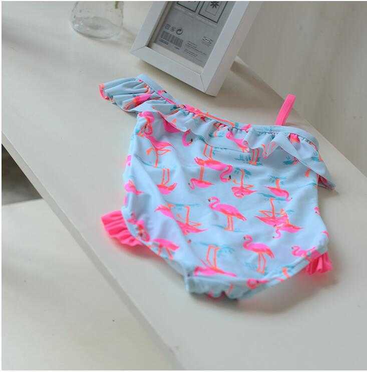fashion infant toddler baby girls swan swimwear ruffles princess swimsuit biquini bebe print beach wear 210529
