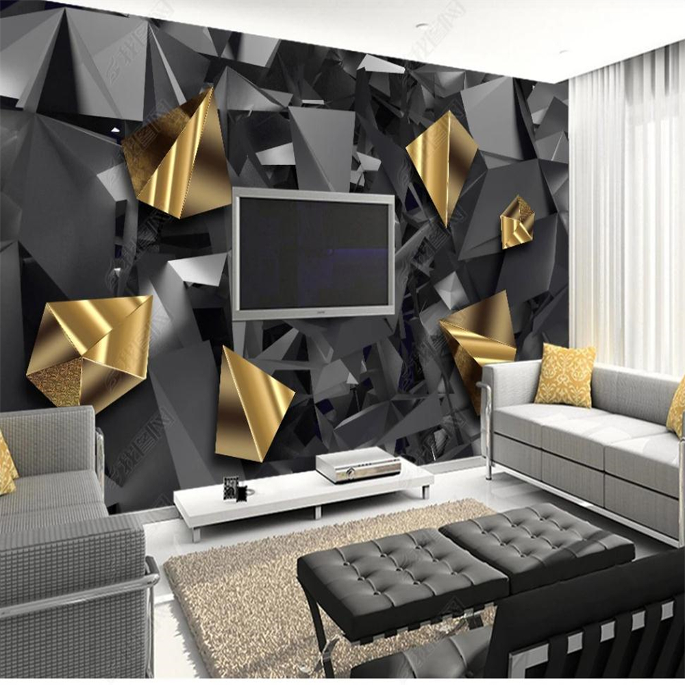 beautiful scenery wallpaper 3D geometric relief wallpapers wall gold mine wind background