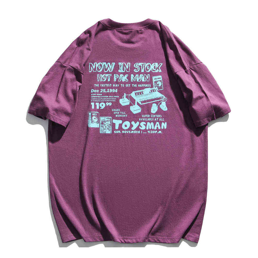 Printing Cotton Tee Shirts Men Summer O-neck Oversized Men's Tshirt Cotton Tee Black Purple 210603