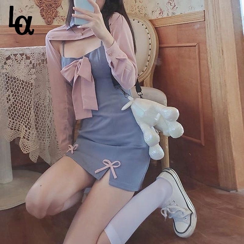 Summer Patchwork Kawaii Dress Women Elegant Bow Casual Sweet Female Club Party Fake Two Piece Korean 210519, Blue
Summer Patchwork Kawaii Dress Women Elegant Bow Casual Sweet Female Club Party Fake Two Piece Korean 210519, Blue