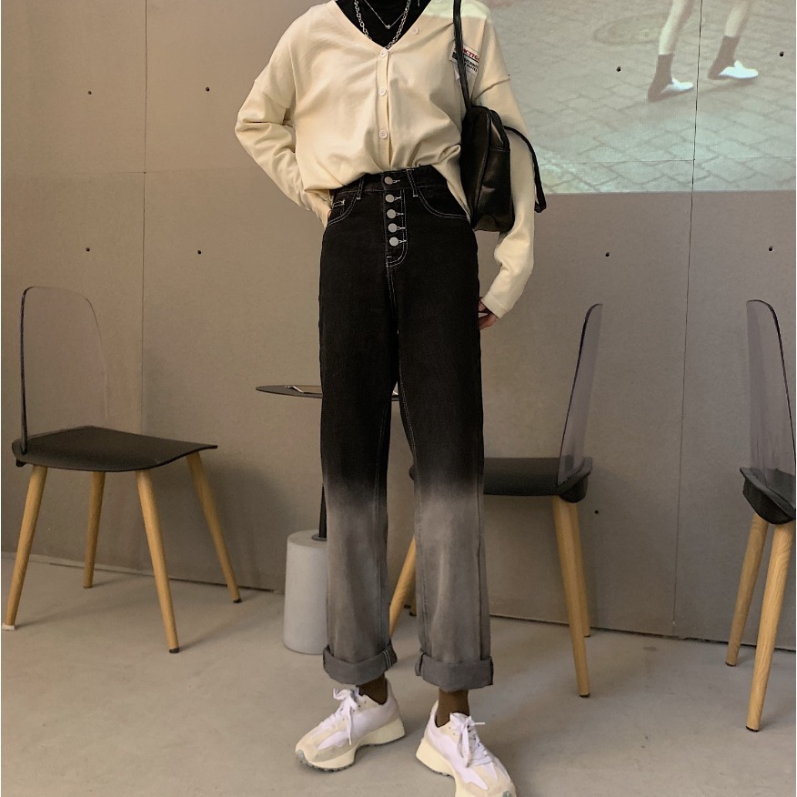 jeans 2021 spring net red fashionable high waist women's gradient straight pants loose wide leg, Blue
jeans 2021 spring net red fashionable high waist women's gradient straight pants loose wide leg, Blue