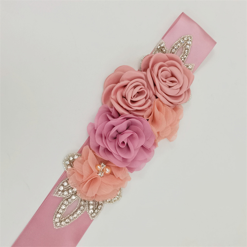 Wedding Sashes Favors Accessories Bridal Wedding Belts Satin Flower Rhinestone Dress Belt Woman Girl Ribbon Girdle