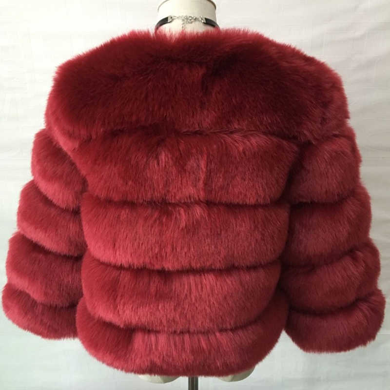 Rimocy Plus Size 4XL Faux Fur Coat Women Winter High Quality Thicken Warm Jackets Woman Long Sleeve Cropped Fur Coats Lady 211019