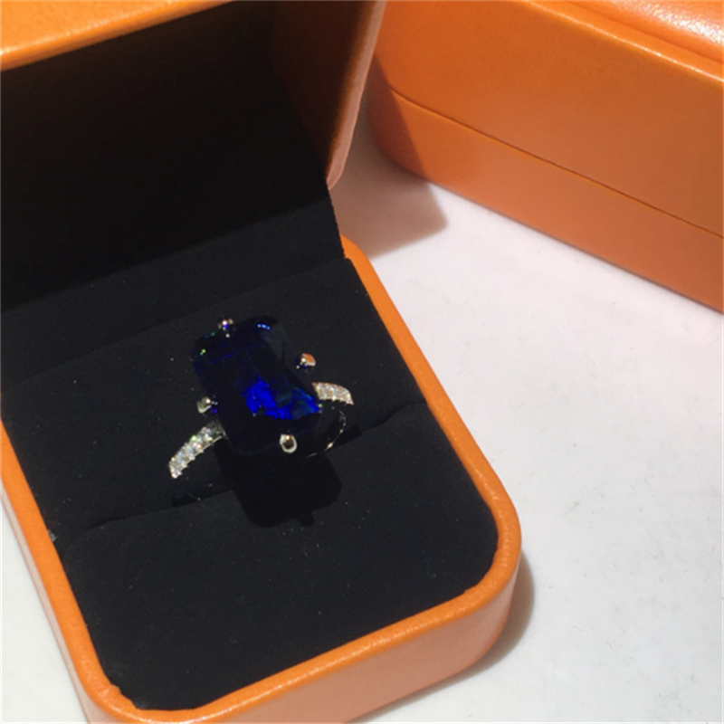 Handmade Female ring 925 Sterling silver Flower cut 6ct Diamond Zircon cz Engagement Wedding Band Rings for women Bridal Jewelry