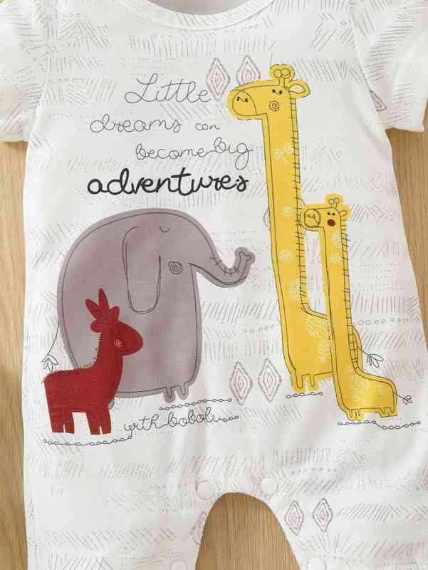 Baby Letter & Elephant Print Romper SHE