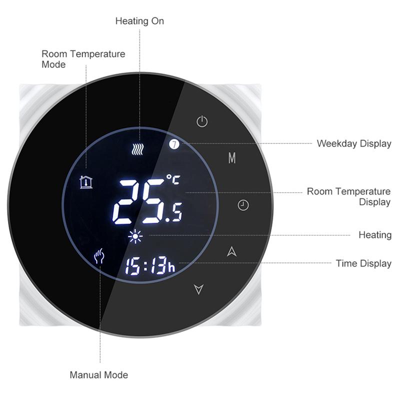 Smart Home Control Wifi Voice Remote Boiler Thermostat Backlight 3A Weekly Programmable LCD Touch Screen Work With Alexa Google
