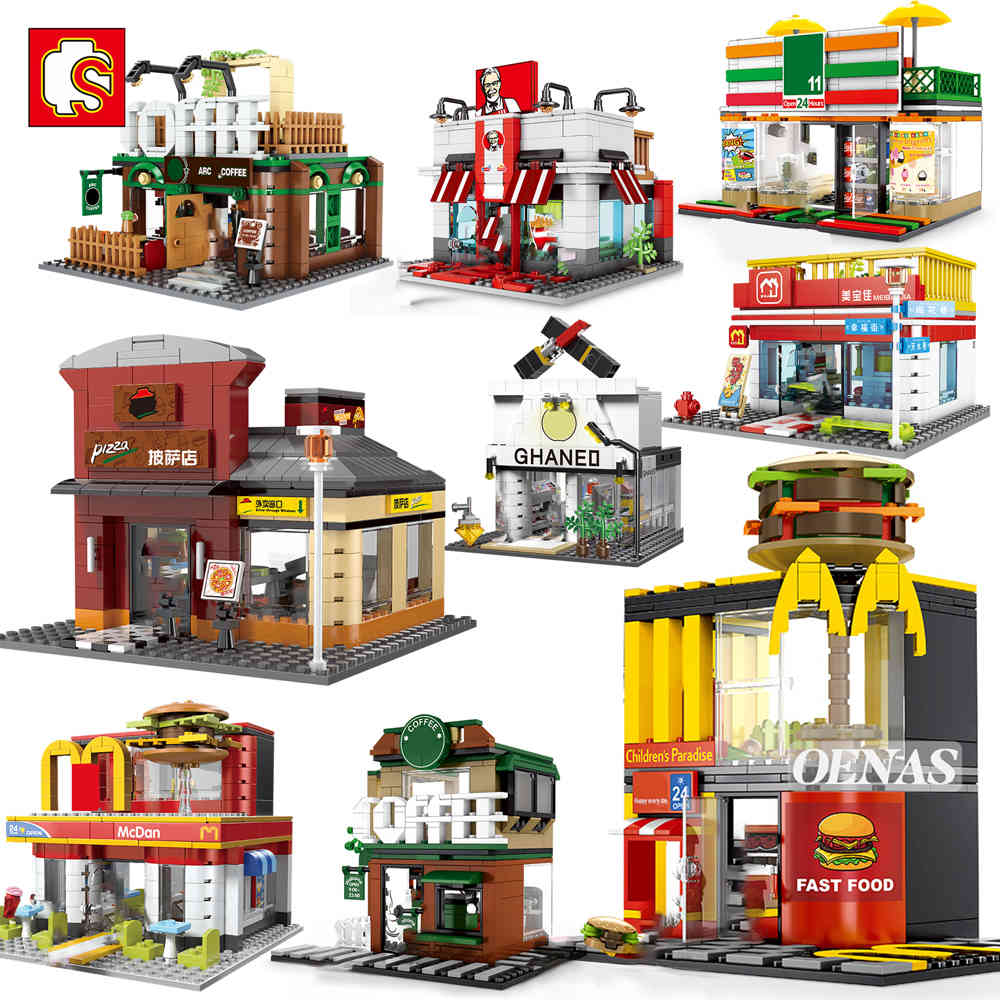 SEMBO City Street View Coffee Ice Cream Burger Shop Mc Fast Food Store House Model Building Block Educationanl Toy Birthday Gift 210416
SEMBO City Street View Coffee Ice Cream Burger Shop Mc Fast Food Store House Model Building Block Educationanl Toy Birthday Gift 210416