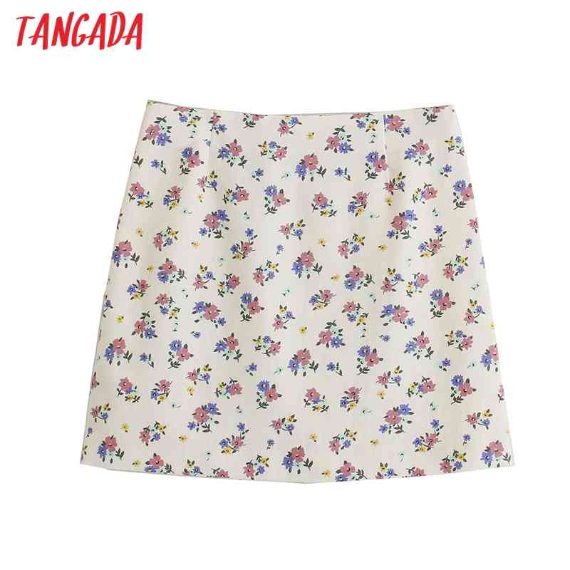 Women Floral Print Skirts Faldas Mujer Zipper French Style Female Mini Skirt 5Z99 210416