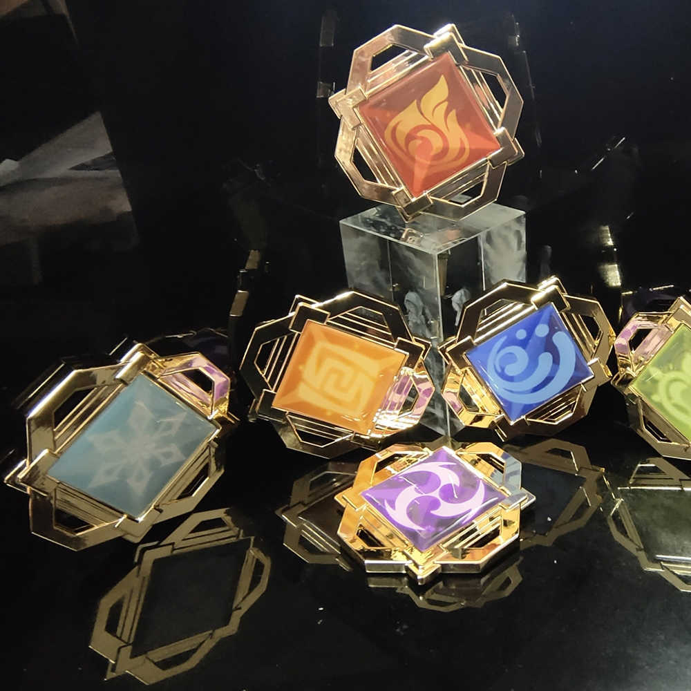 Genshin Impact Trinket Mondstadt Liyue Harbor Eyes Of God Key Chains Anime Accessories Bag Pendant Key Chains High Quality Y0728