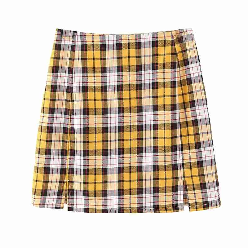 korean fashion plaid mini skirts womens vintage kawaii pencil skirt sweet faldas mujer 210521