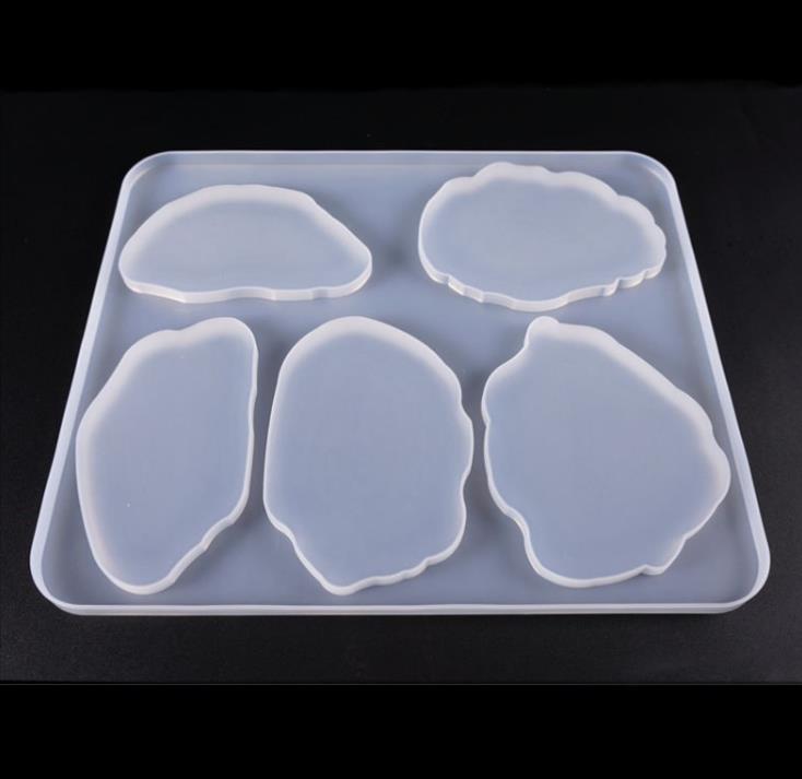 Agate Coaster Molds Silicone Moulds 5 Cavity Flexible Translucence UV Resin Mold DIY Table Decoration Making Tools GGA4639 Free shipping