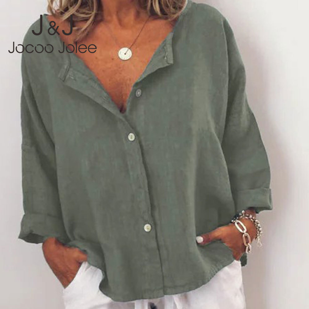 Jocoo Jolee Elegant Office Lady Casual Solid Button Shirts Women Vintage Long Sleeve Linen Loose Streetwear Tops Tunic 210518, As photo
Jocoo Jolee Elegant Office Lady Casual Solid Button Shirts Women Vintage Long Sleeve Linen Loose Streetwear Tops Tunic 210518, As photo
