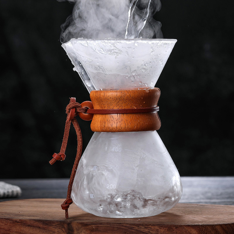 Pour Over Coffee Maker 400ML 600ML 800ML Reusable Stainless Steel Permanent Filter Manual Dripper with Real Wood Sleeve 220301