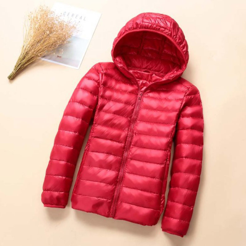 Ultra-light Plus Size Thin Down Jacket Women Autumn Winter Slim Short Hooded Warm White Duck Coat Women's Outerwear 210428