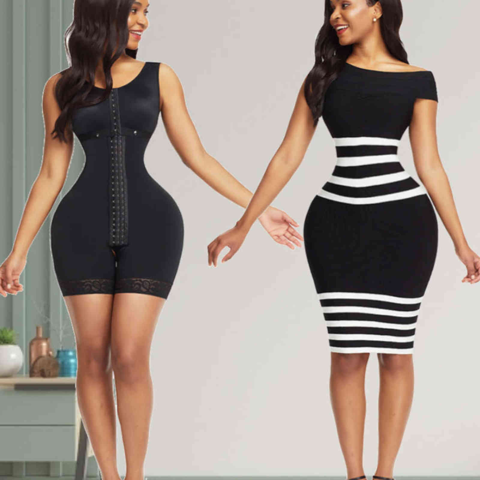 HEXIN Full Body Shaper Slimming Shapewear fajas colombianas Post Liposuction Girdles Corset Butt Lifter Tummy Control Underwear 211112